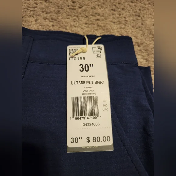 Addidas Utra 365 Navy Blue Textured Golf Shorts Size 30 Bnwt - Picture 5 of 10